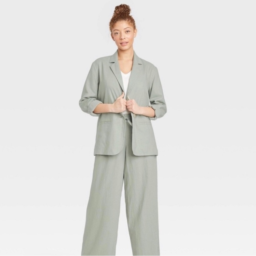 A New Day Sage Green Linen Blazer